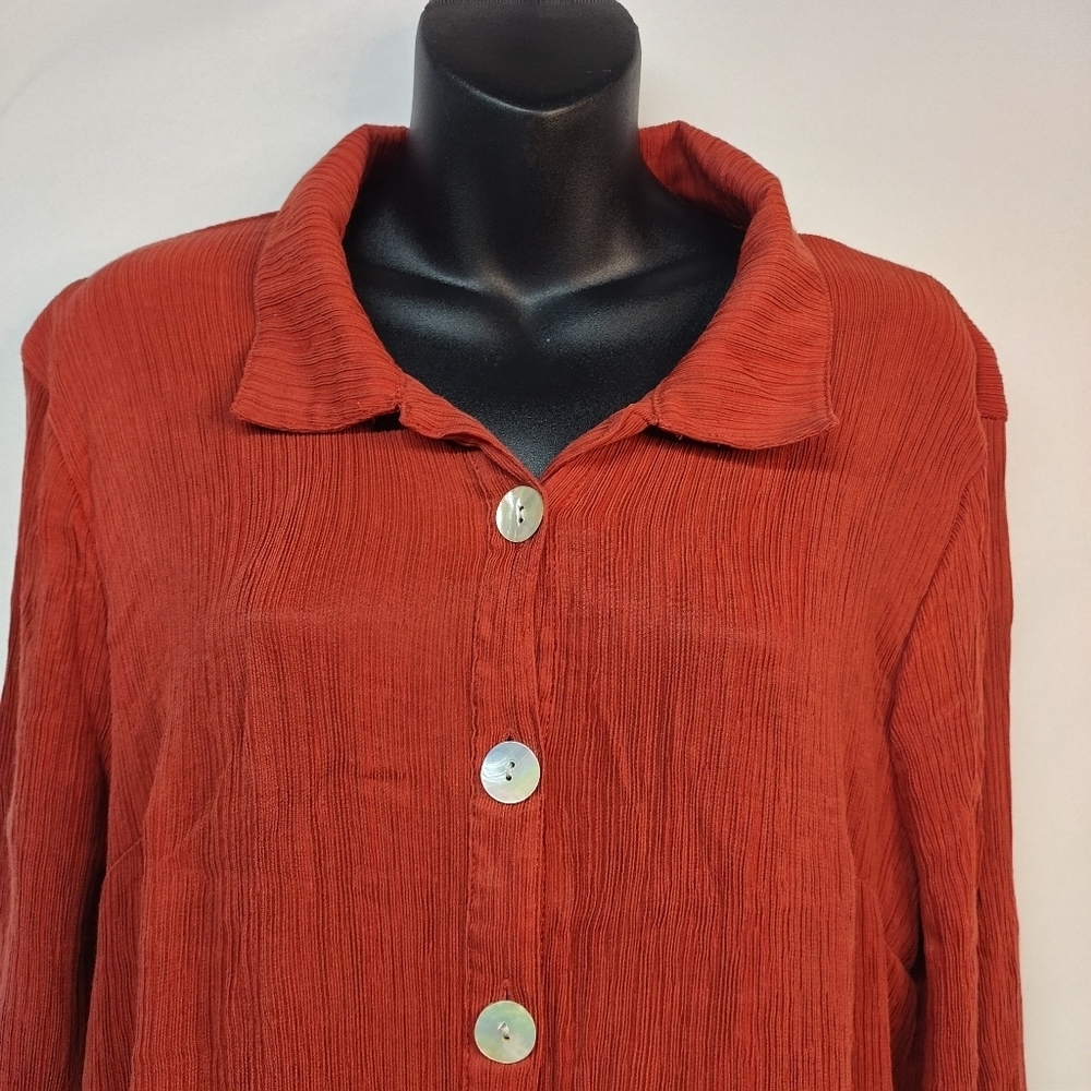 Women's Rust Button-Up Blouse - Picture 4 of 12